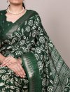 Ynf7214 Slub Silk Floral Printed With Zari Border Saree